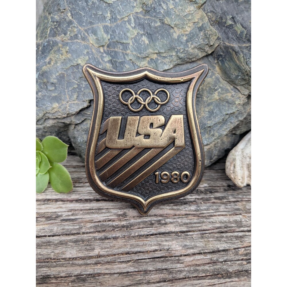 Vintage 1980 USA Olympics Commemorative Belt Buckle By Bergamot